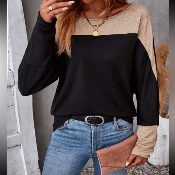 Boho two tone batwing sleeve blouse - Picture 4 of 6